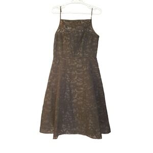 Calvin Klein Dress Womens Flower Lace Style A Line Black Size 8 LBD Prom Wedding